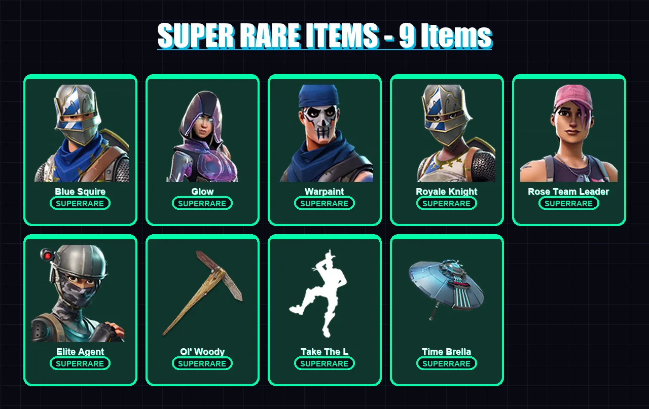 [PC/XBOX/PSN] | Blue Squire | Glow | Warpaint | Royale Knight | Rose Team Leader | 173 skin | 198 pickaxe | 153 emote | 163 glider | Lv2415