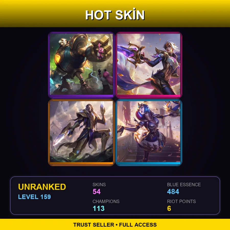 SG | Lv159 | Unranked | 54 Skin | 113 Champ — LoL account
