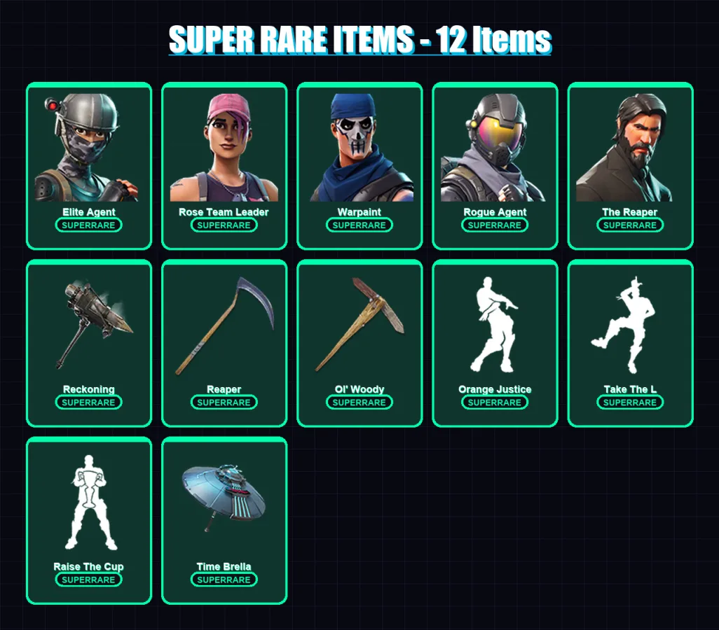 [PC/PSN] | Elite Agent | Rose Team Leader | Warpaint | Rogue Agent | The Reaper | 157 skin | 152 pickaxe | 145 emote | 140 glider | Lv1986