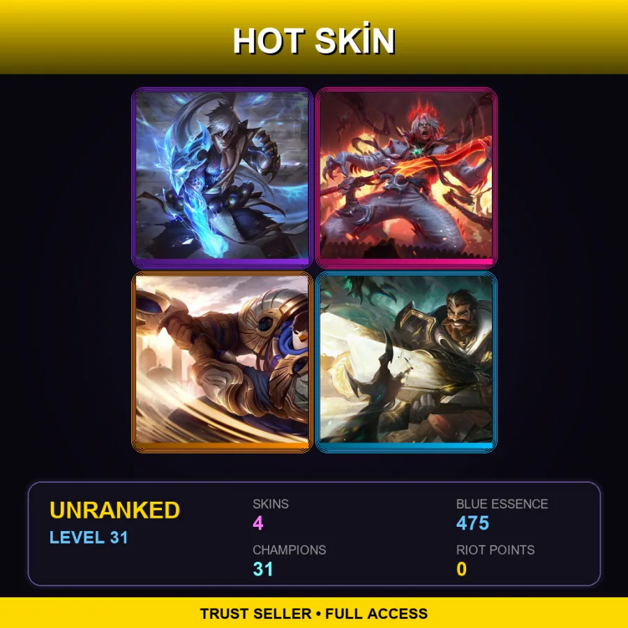 TW | Lv31 | Unranked | 4 Skin | 31 Champ — Garen Skin 43