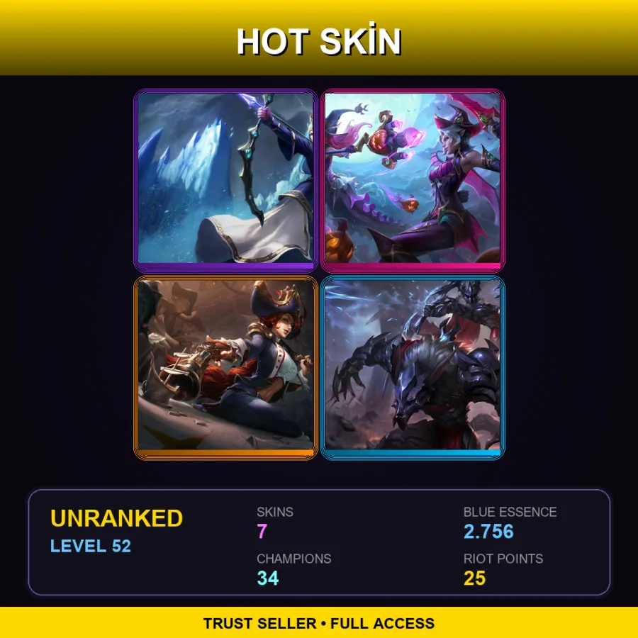 EUW | Lv52 | Unranked | 7 Skin | 34 Champ — Bewitching Fiora
