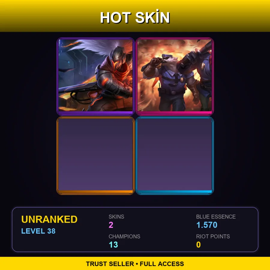 EUNE | Lv38 | Unranked | 2 Skin | 13 Champ — LoL account