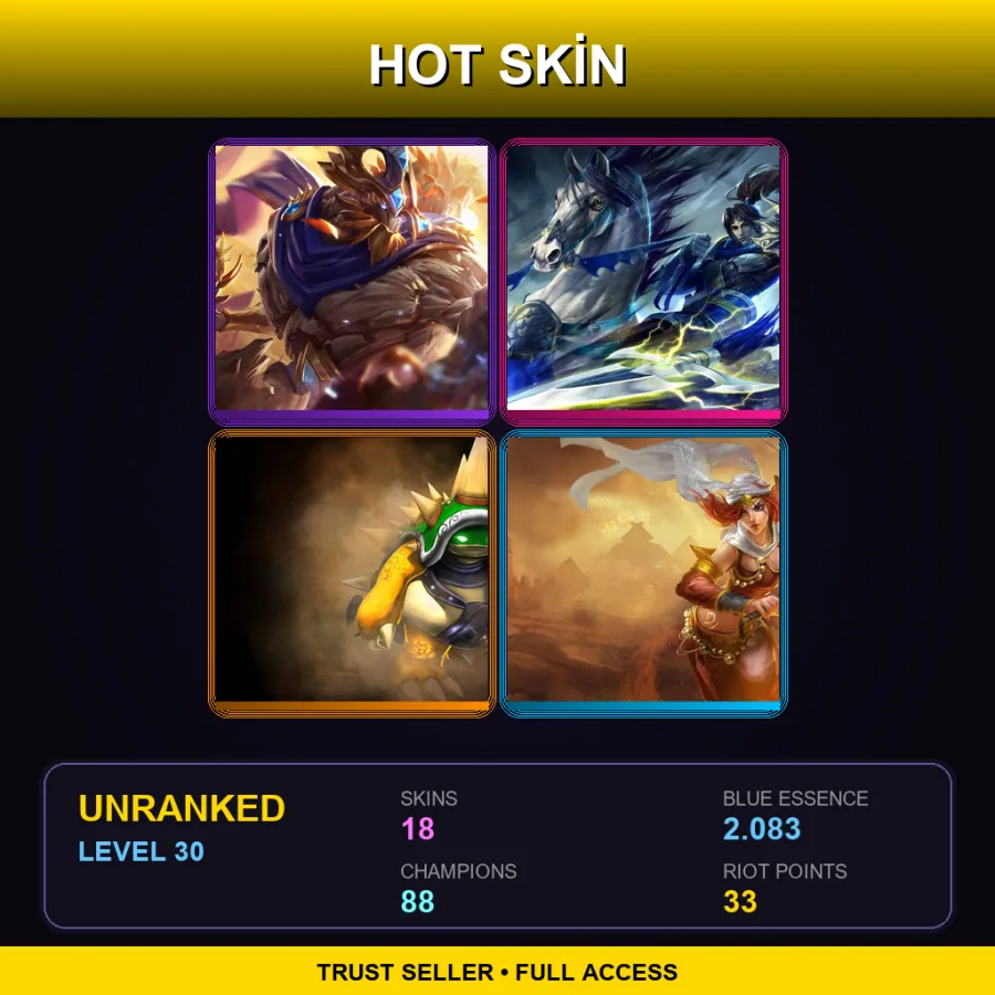 VN | Lv30 | Unranked | 18 Skin | 88 Champ