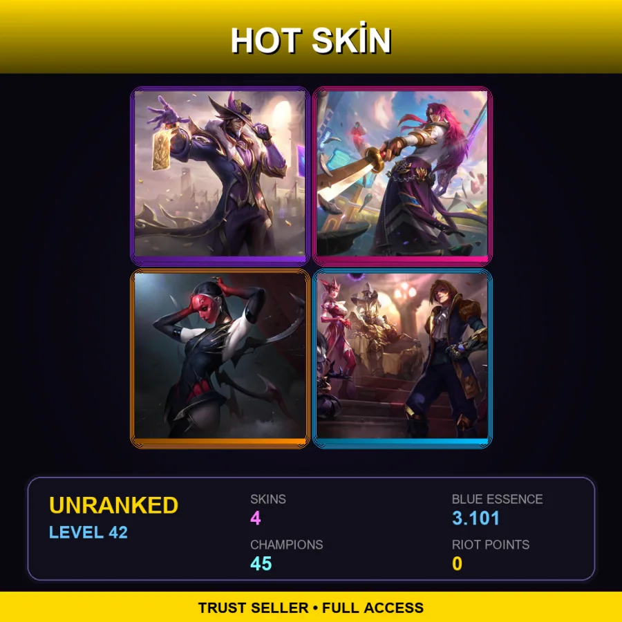 EUW | Lv42 | Unranked | 4 Skin | 45 Champ — LoL account