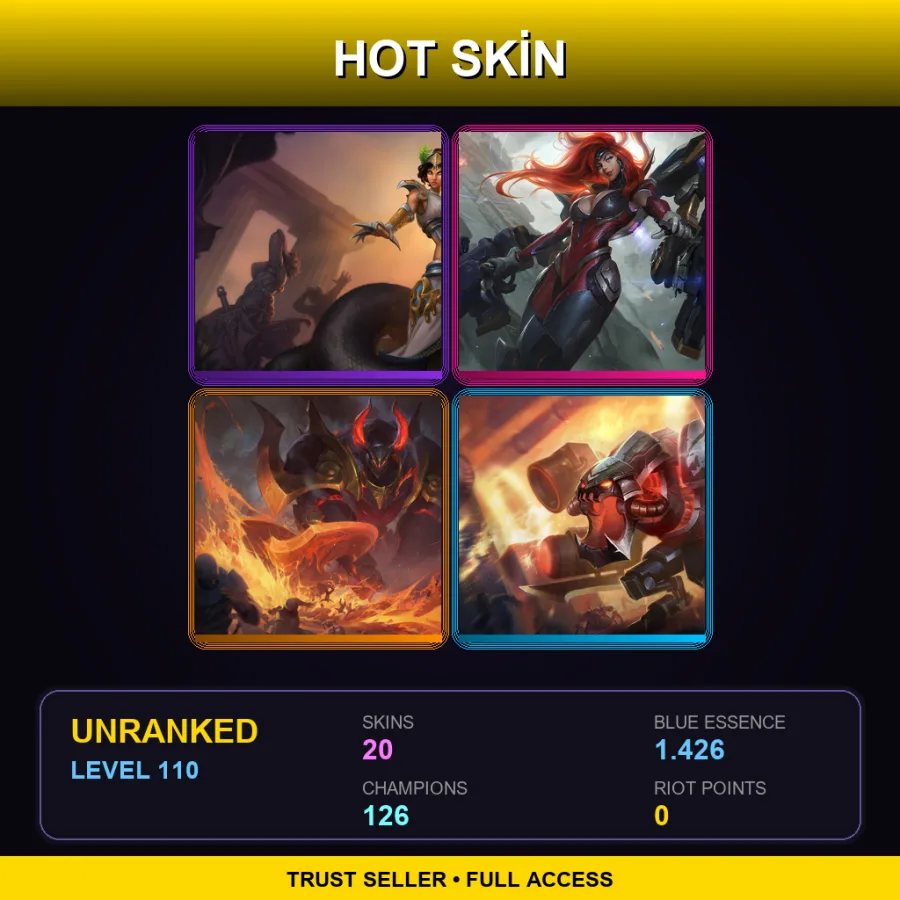 BR | Lv110 | Unranked | 20 Skin | 126 Champ — LoL account