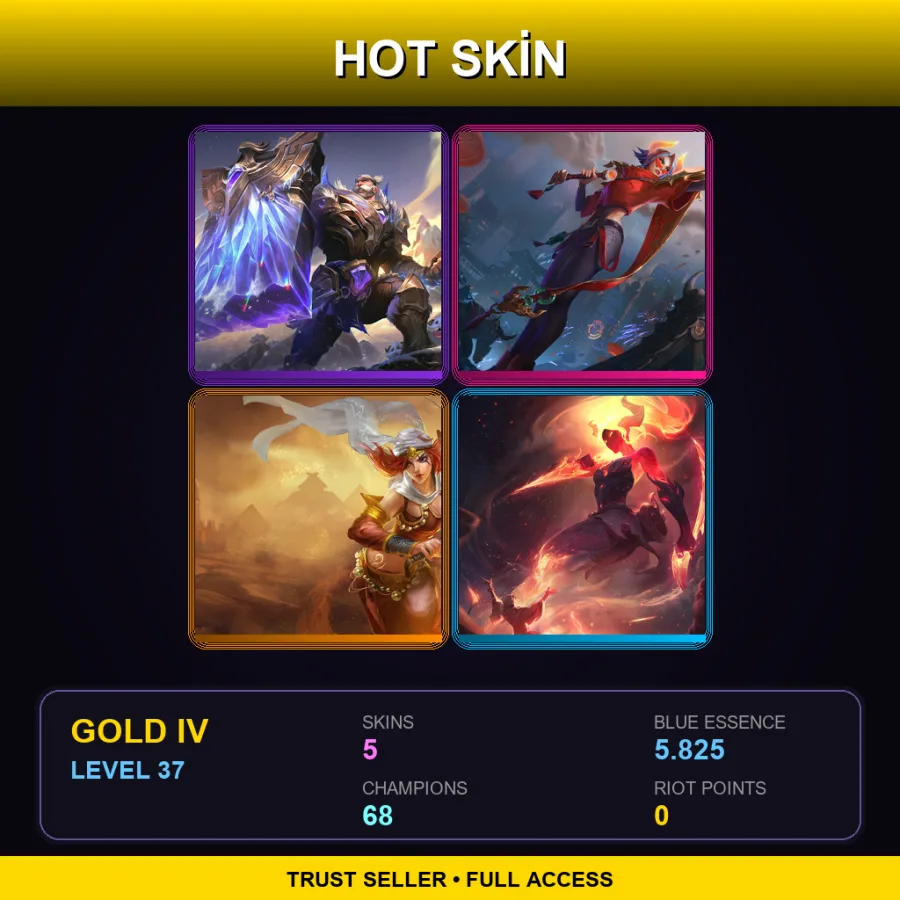 TR | Lv37 | Gold IV | 5 Skin | 68 Champ