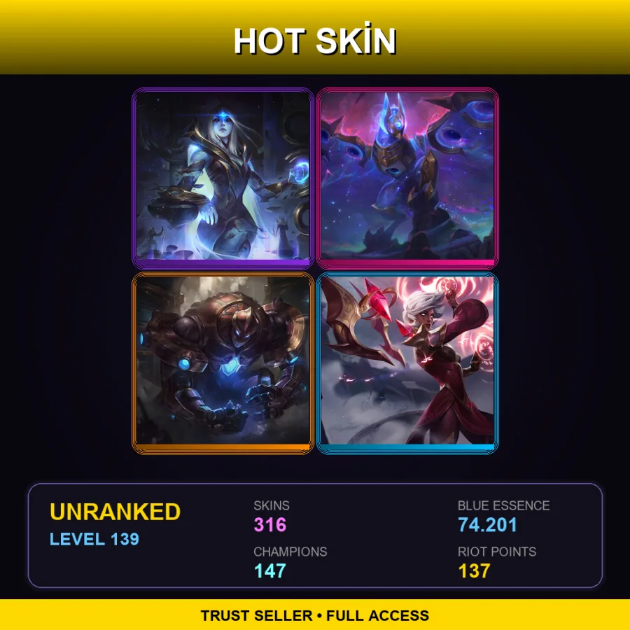 NA | Lv139 | Unranked | 316 Skin | 147 Champ