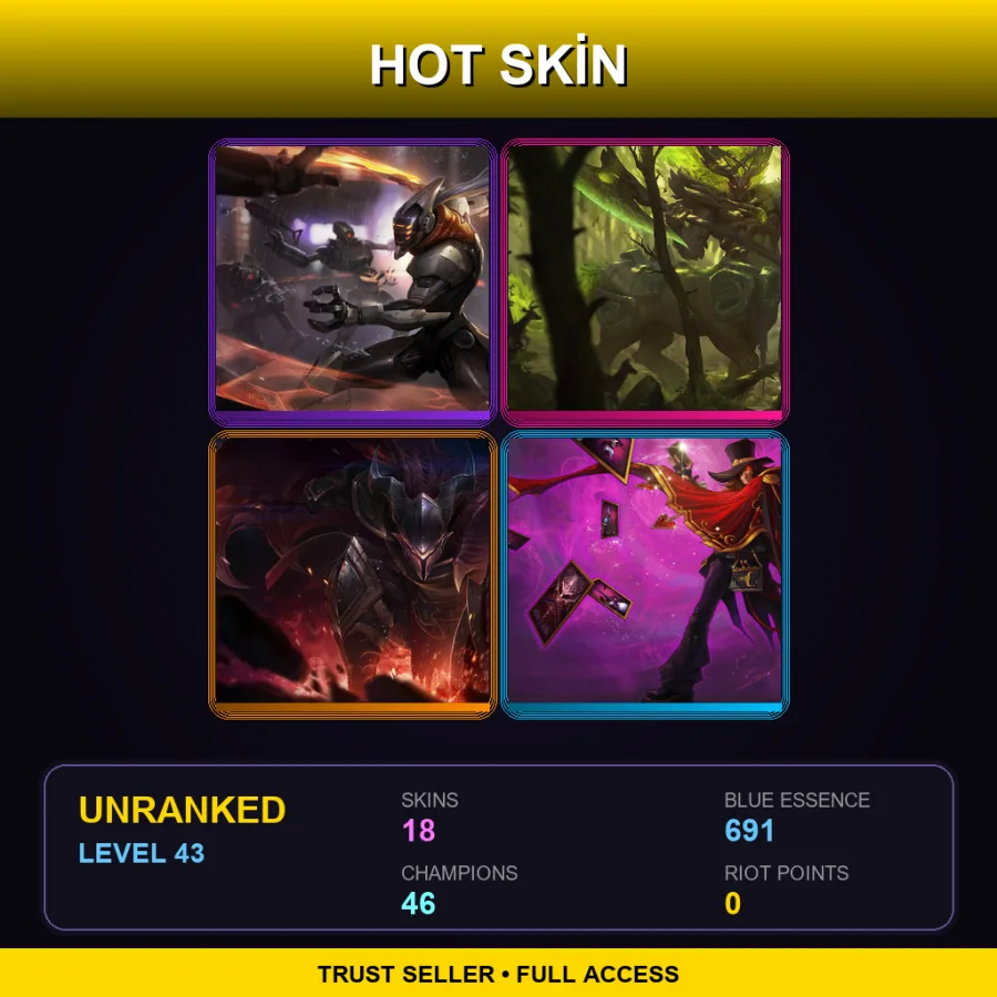 EUW | Lv43 | Unranked | 18 Skin | 46 Champ — LoL account