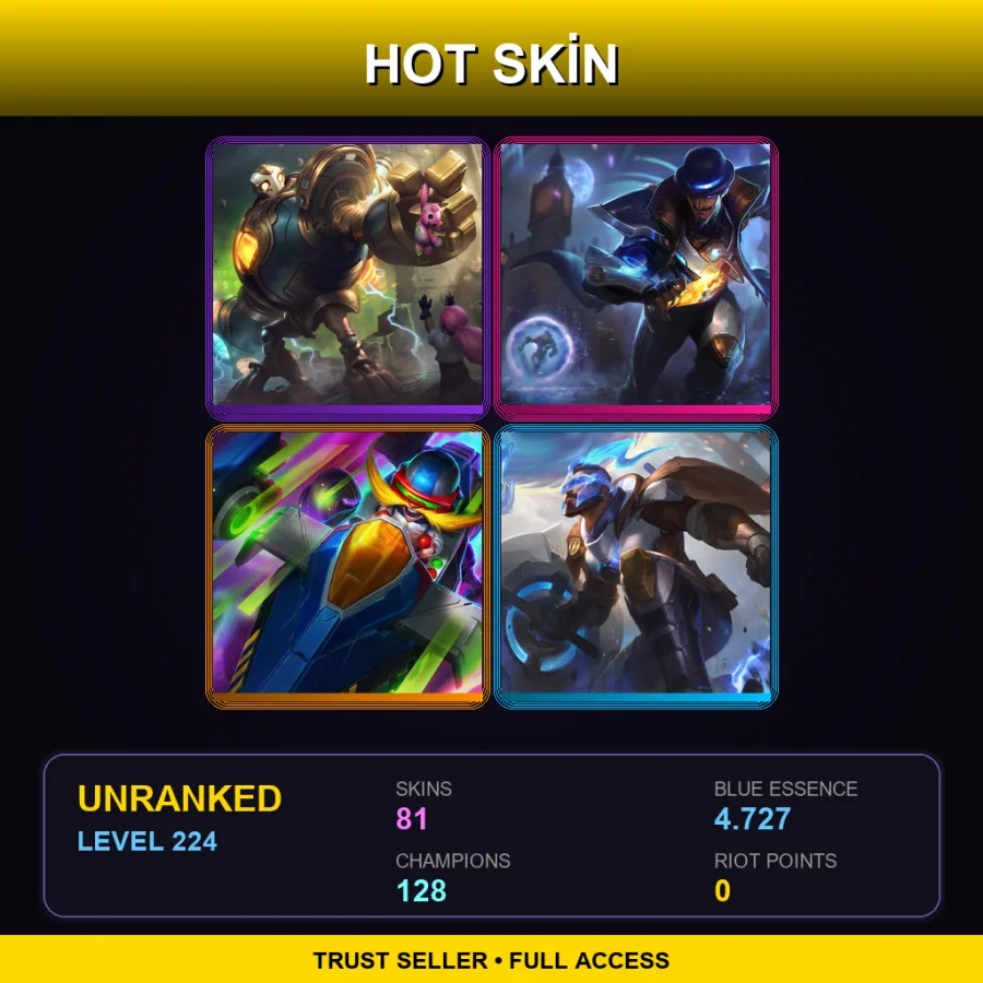 VN | Lv224 | Unranked | 81 Skin | 128 Champ — Musketeer Twisted Fate