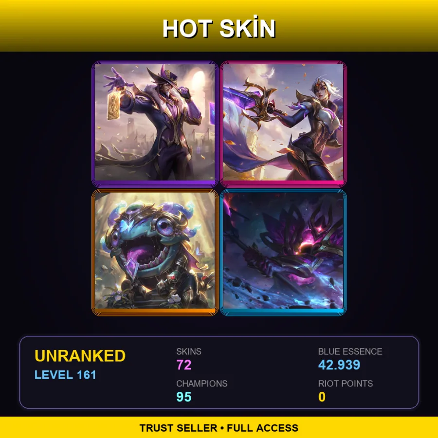 VN | Lv161 | Unranked | 72 Skin | 95 Champ — LoL account