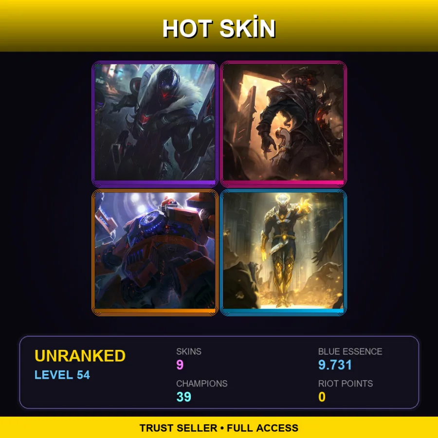 NA | Lv54 | Unranked | 9 Skin | 39 Champ