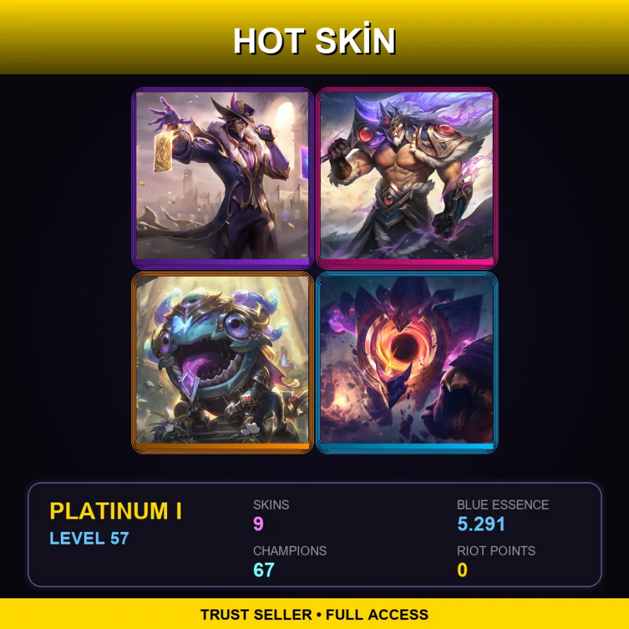 TR | Lv57 | Platinum I | 9 Skin | 67 Champ — LoL account