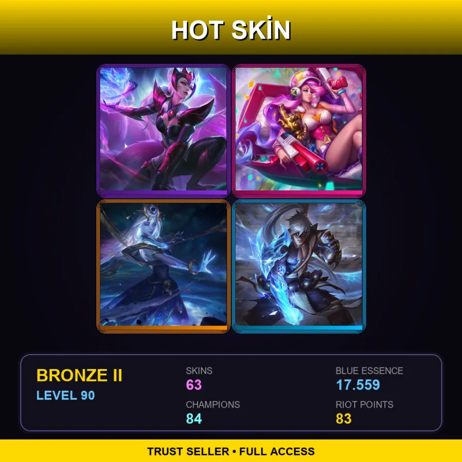 EUW | Lv90 | Bronze II | 63 Skin | 84 Champ