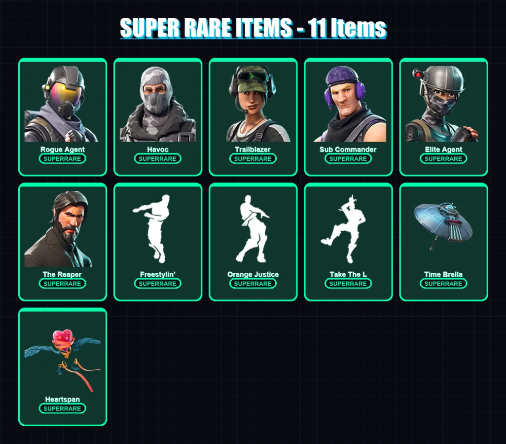 [PC/PSN] | Rogue Agent | Havoc | Trailblazer | Sub Commander | Elite Agent | 29 skin | 17 pickaxe | 32 emote | 37 glider | Lv420 — Fortnite account