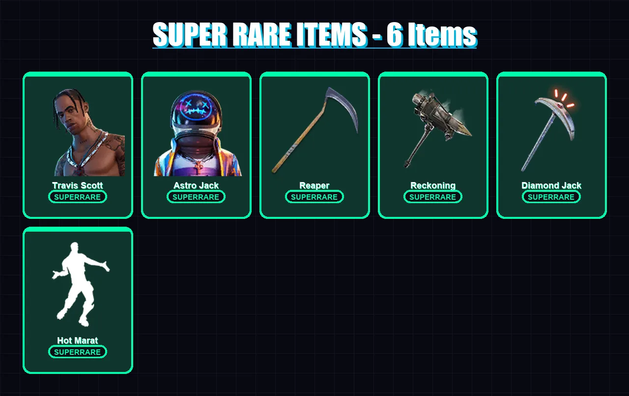[PS4/PS5/XBOX/PC] | Travis Scott | Astro Jack | Joltara | Blaze | Mecha Cuddle Master | 170 skin | 113 pickaxe | 120 emote | 86 glider | Lv1200