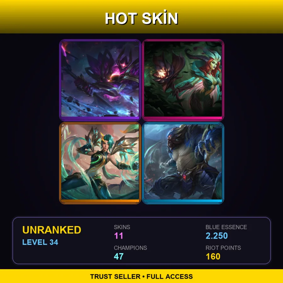 TR | Lv34 | Unranked | 11 Skin | 47 Champ