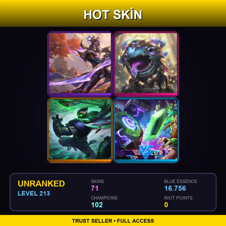 SG | Lv213 | Unranked | 71 Skin | 102 Champ