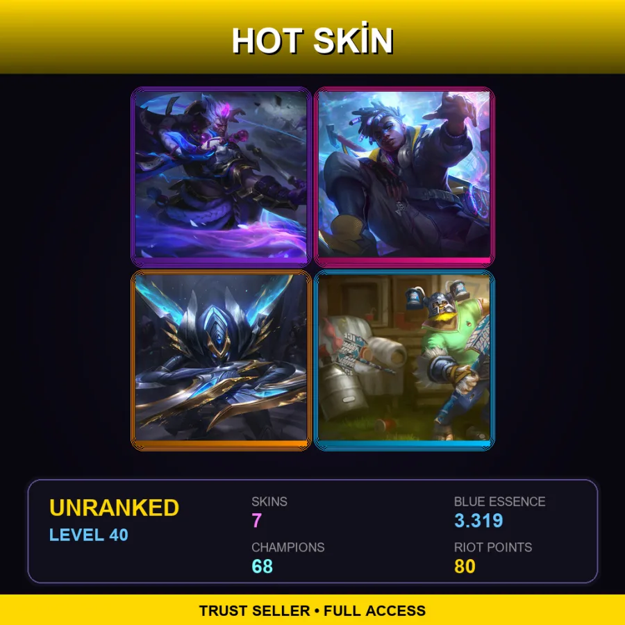 EUW | Lv40 | Unranked | 7 Skin | 68 Champ