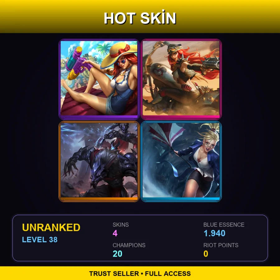 EUW | Lv38 | Unranked | 4 Skin | 20 Champ
