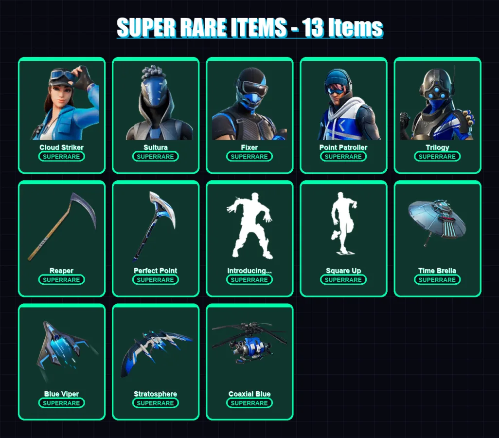 [PC/XBOX/PSN] | Cloud Striker | Sultura | Fixer | Point Patroller | Trilogy | 102 skin | 122 pickaxe | 136 emote | 108 glider | Lv1989 — Fortnite account