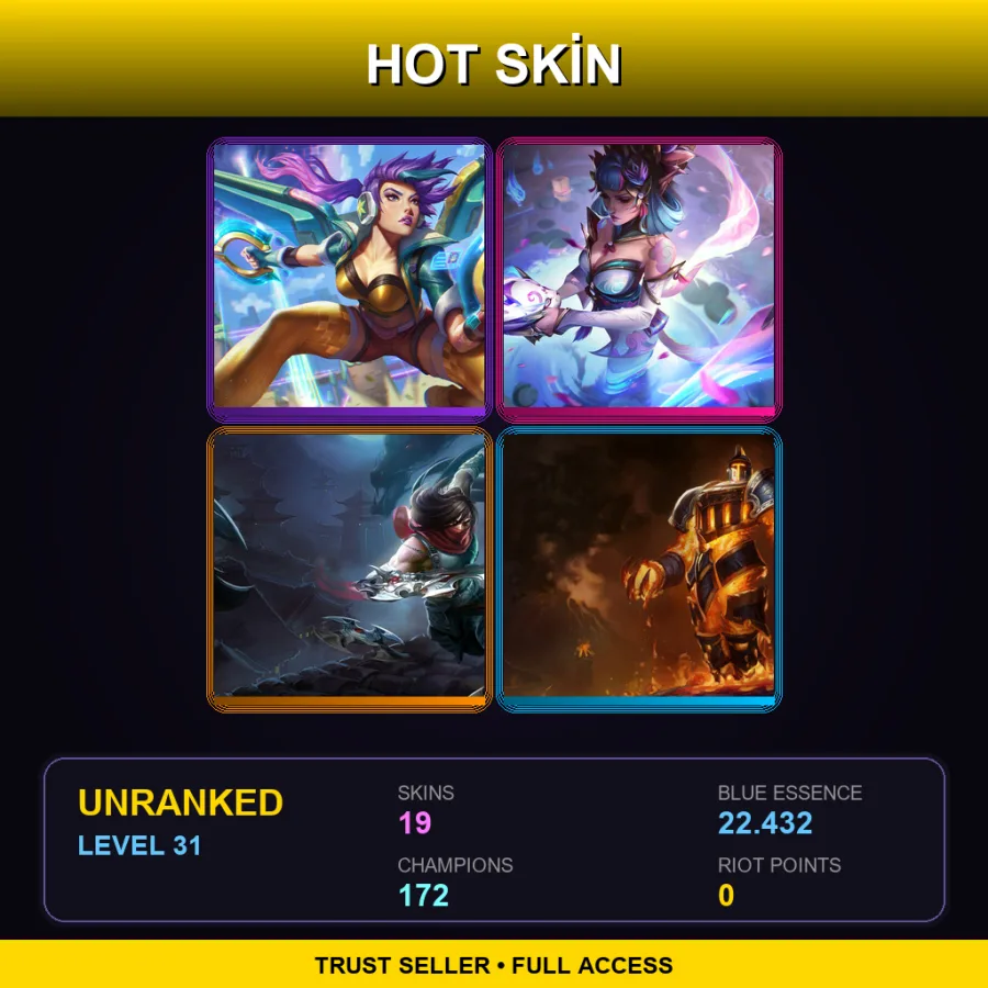 SG | Lv31 | Unranked | 19 Skin | 172 Champ — LoL account