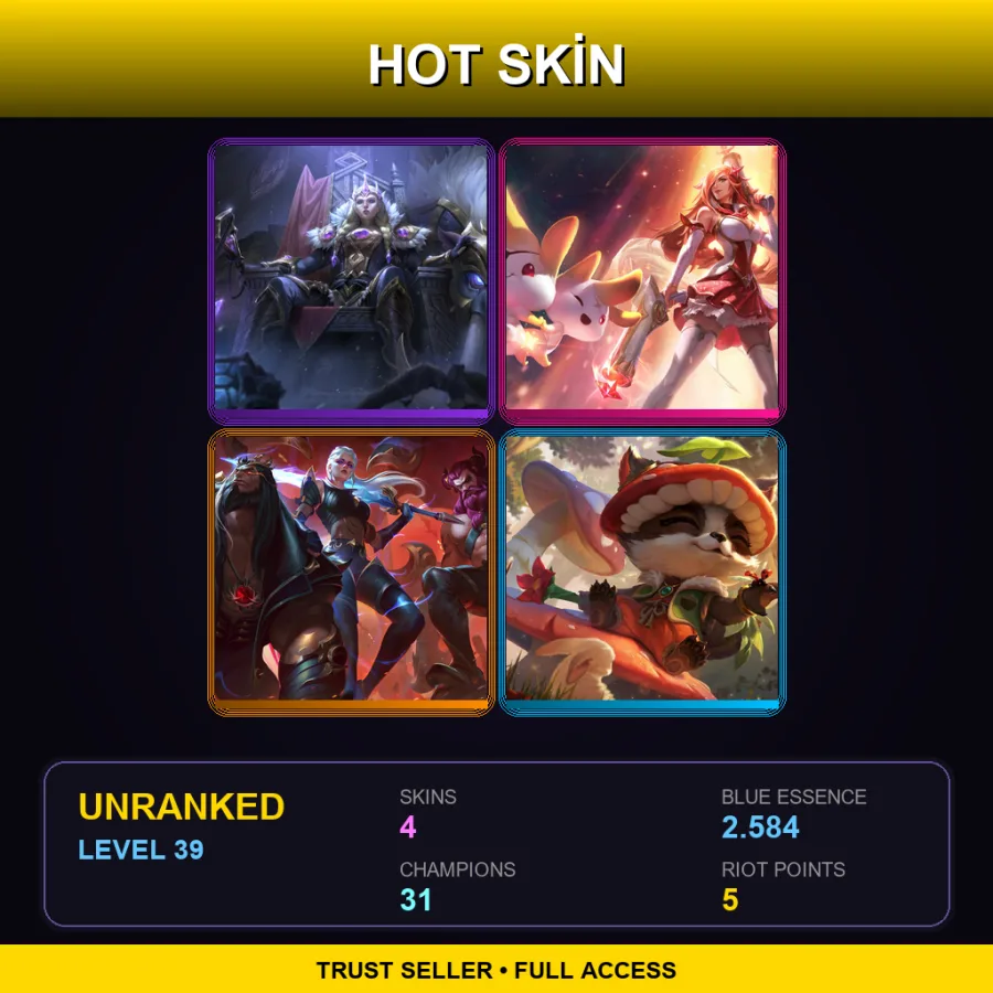 EUNE | Lv39 | Unranked | 4 Skin | 31 Champ — LoL account