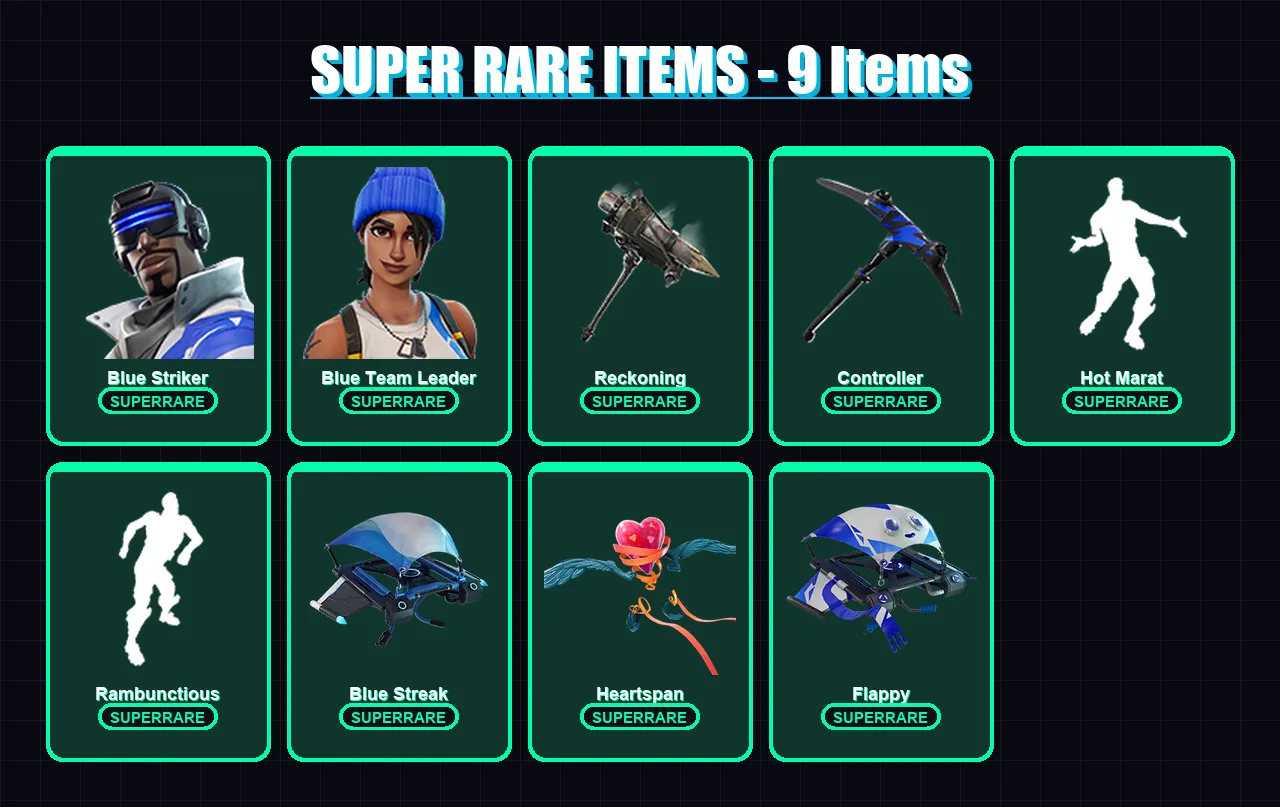 [PS4/PS5/XBOX/PC] | Blue Striker | Blue Team Leader | Ruin | Optimus Prime | Sentinel | 77 skin | 85 pickaxe | 73 emote | 83 glider | Lv1162