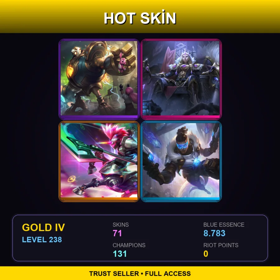 LAN | Lv238 | Gold IV | 71 Skin | 131 Champ