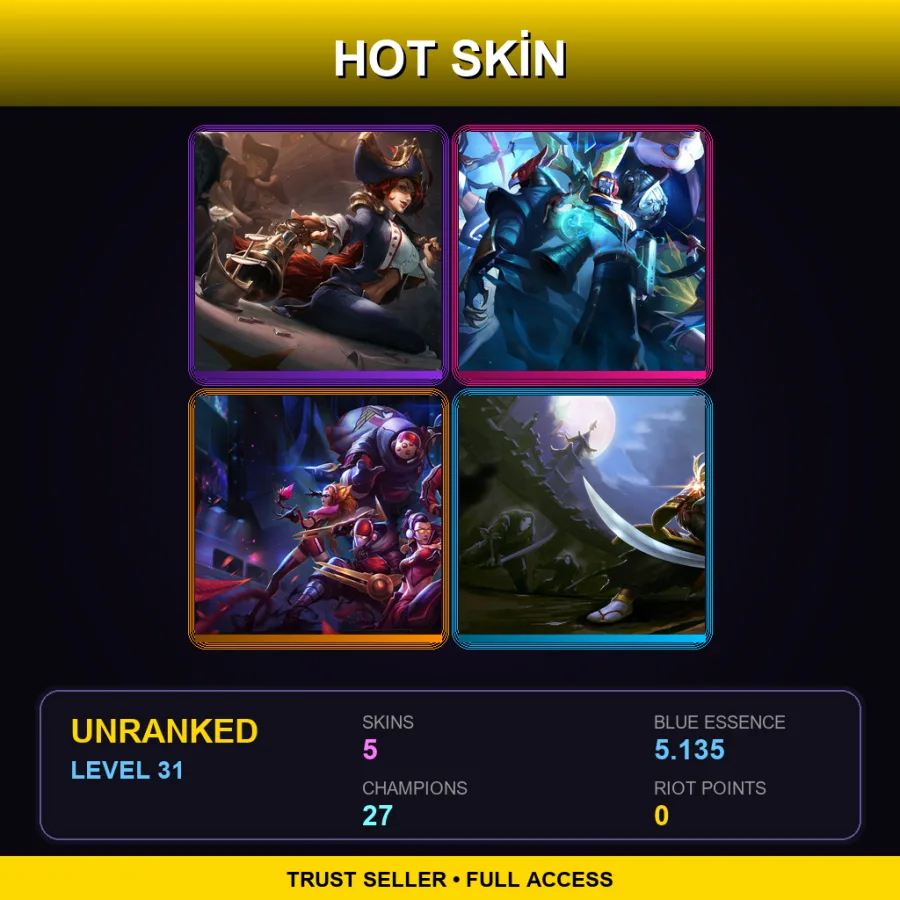 LAS | Lv31 | Unranked | 5 Skin | 27 Champ — LoL account