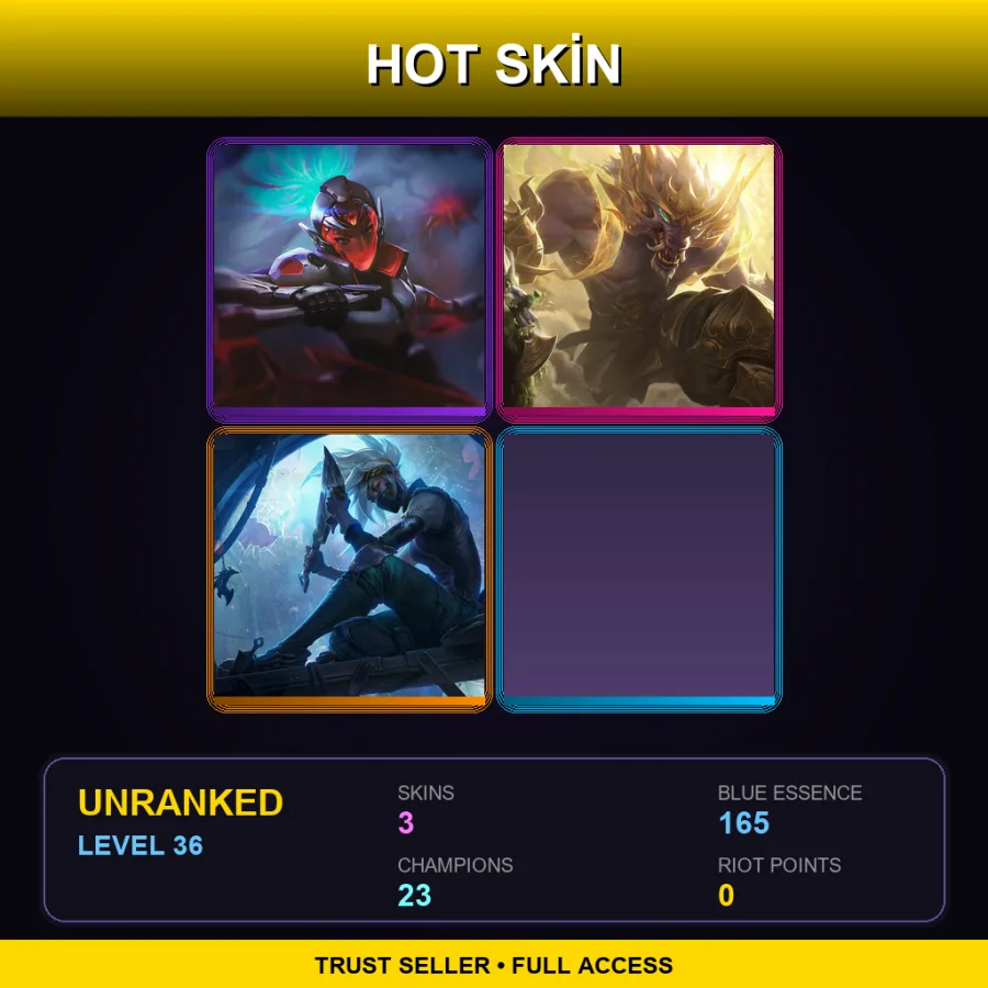 LAN | Lv36 | Unranked | 3 Skin | 23 Champ — LoL account