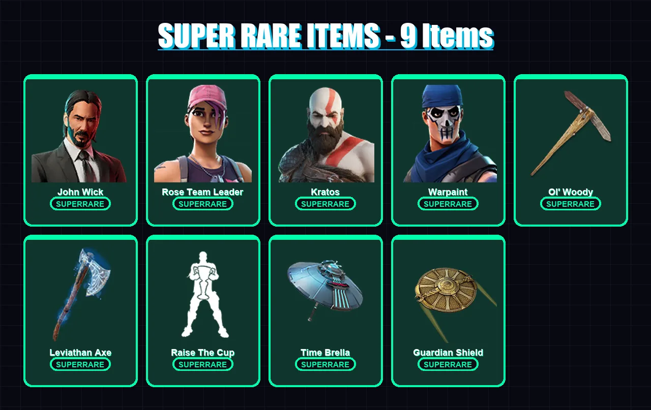 [PS4/PS5/PC] | John Wick | Rose Team Leader | Kratos | Warpaint | Predator | 394 skin | 454 pickaxe | 399 emote | 268 glider | Lv3432