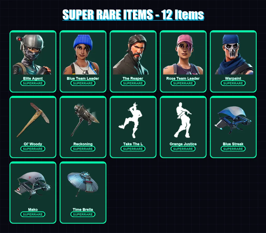 [PS4/PS5/XBOX/PC] | Elite Agent | Blue Team Leader | The Reaper | Rose Team Leader | Warpaint | 68 skin | 57 pickaxe | 77 emote | 76 glider | Lv931