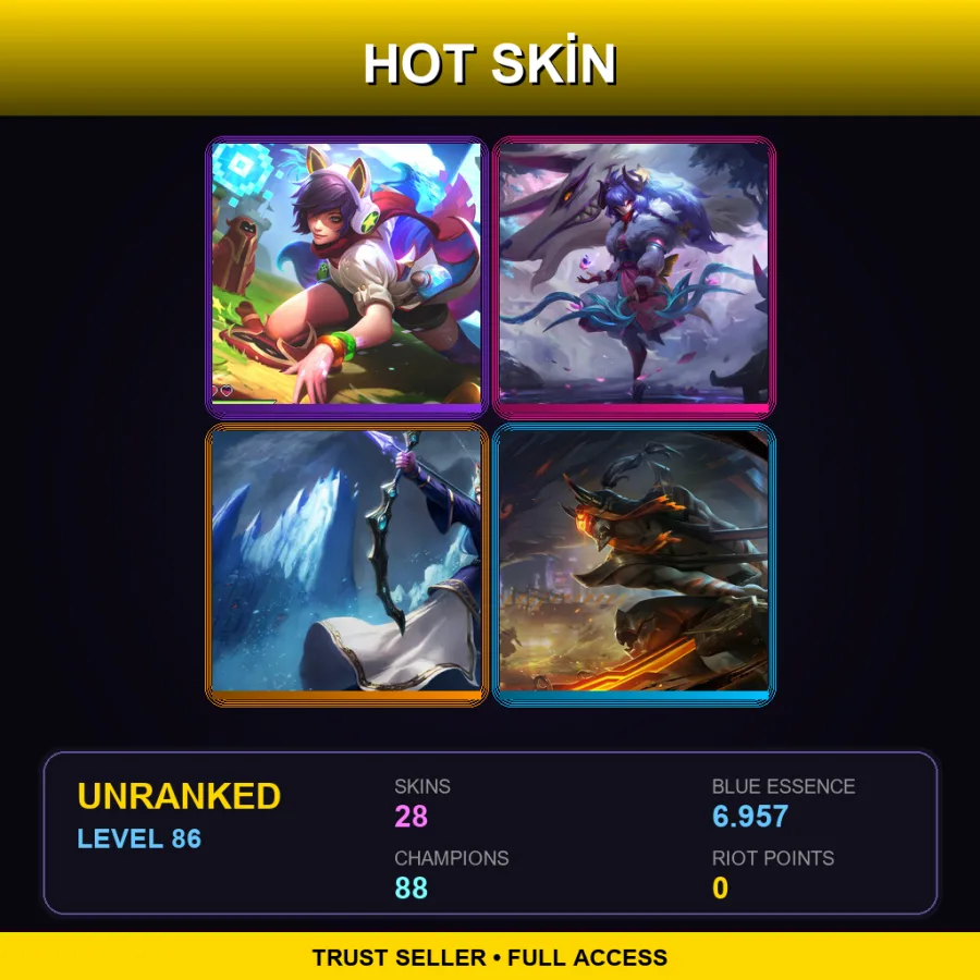 EUW | Lv86 | Unranked | 28 Skin | 88 Champ — LoL account
