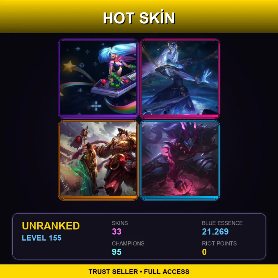 TR | Lv155 | Unranked | 33 Skin | 95 Champ