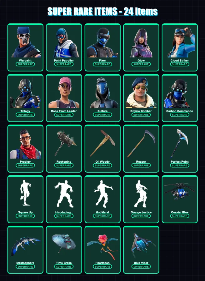 [PS4/PS5/XBOX/PC] | Warpaint | Point Patroller | Fixer | Glow | Cloud Striker | 147 skin | 147 pickaxe | 132 emote | 148 glider | Lv1765