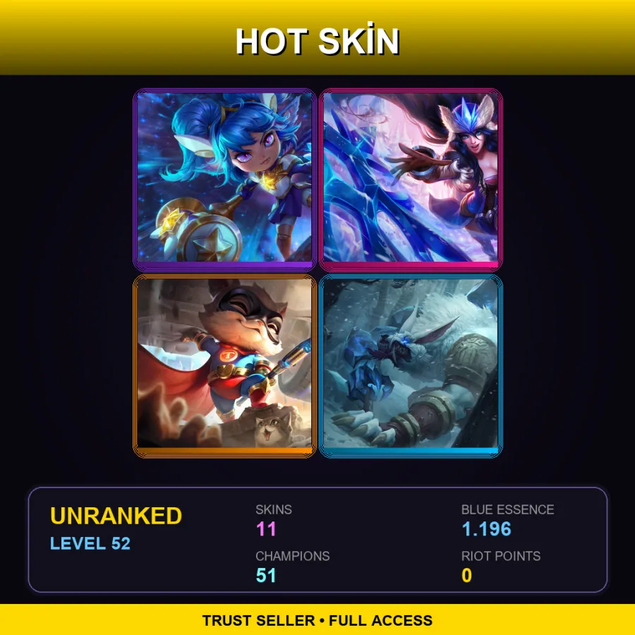 RU | Lv52 | Unranked | 11 Skin | 51 Champ