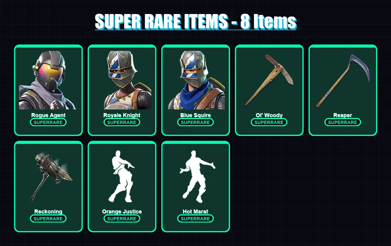 [PC/XBOX/PSN] | Rogue Agent | Royale Knight | Blue Squire | Catalyst | Enforcer | 36 skin | 28 pickaxe | 46 emote | 31 glider | Lv520