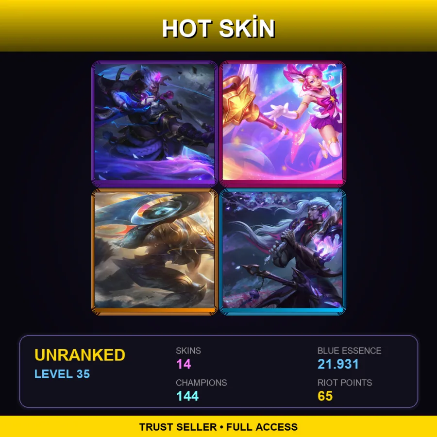 SG | Lv35 | Unranked | 14 Skin | 144 Champ