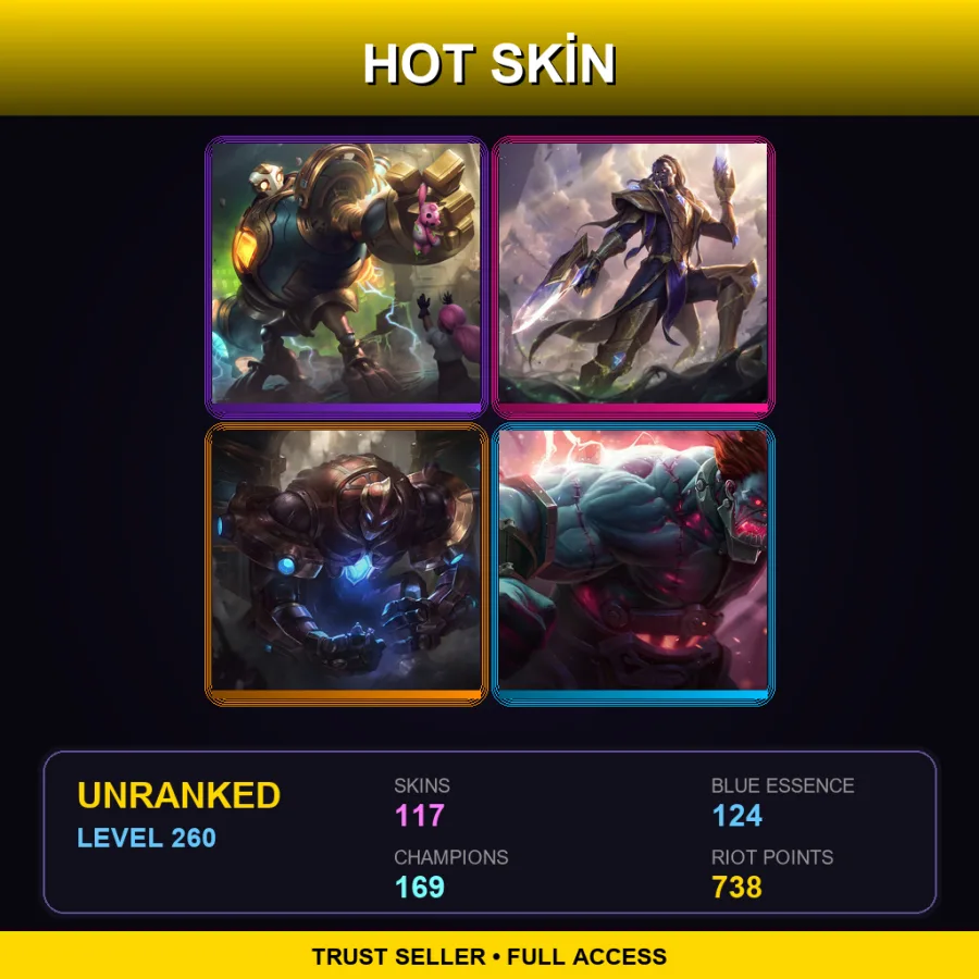 EUW | Lv260 | Unranked | 117 Skin | 169 Champ