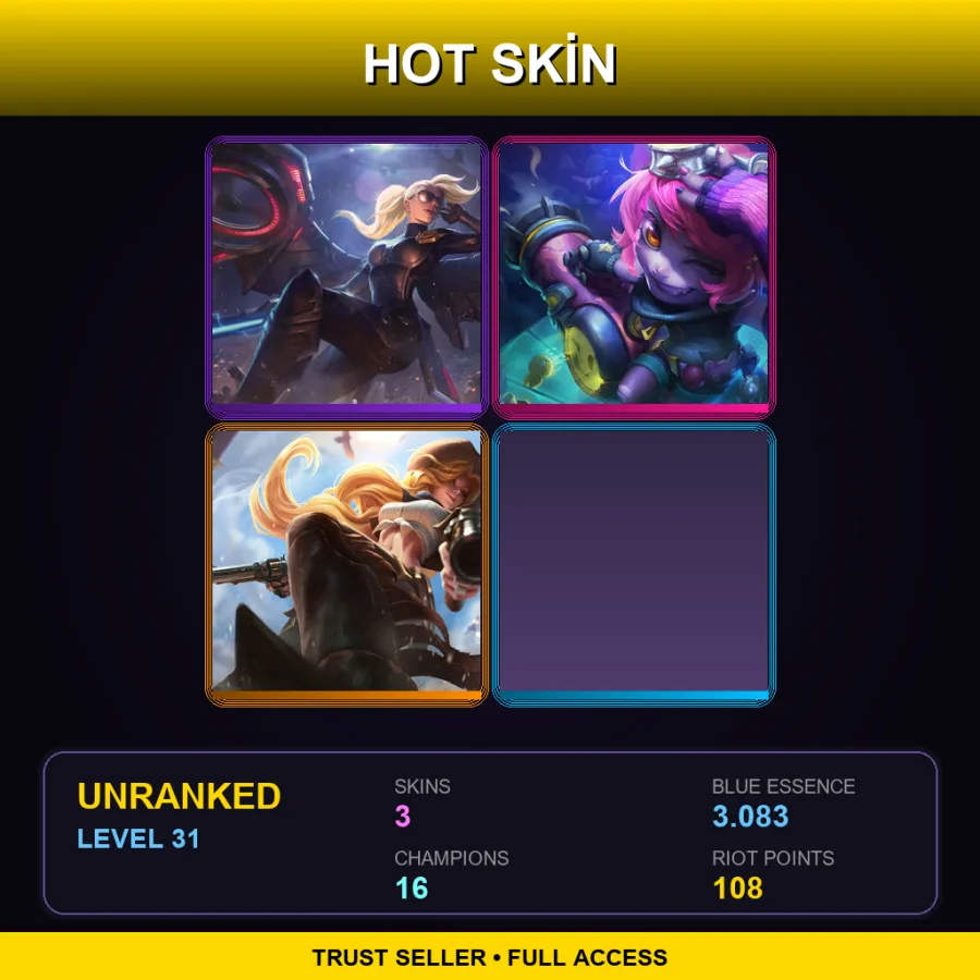 LAN | Lv31 | Unranked | 3 Skin | 16 Champ — LoL account