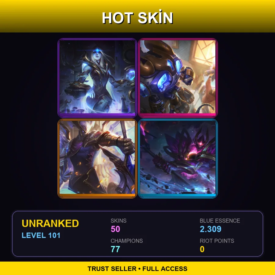 VN | Lv101 | Unranked | 50 Skin | 77 Champ — LoL account