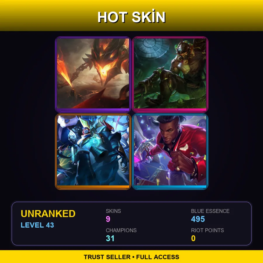 TR | Lv43 | Unranked | 9 Skin | 31 Champ