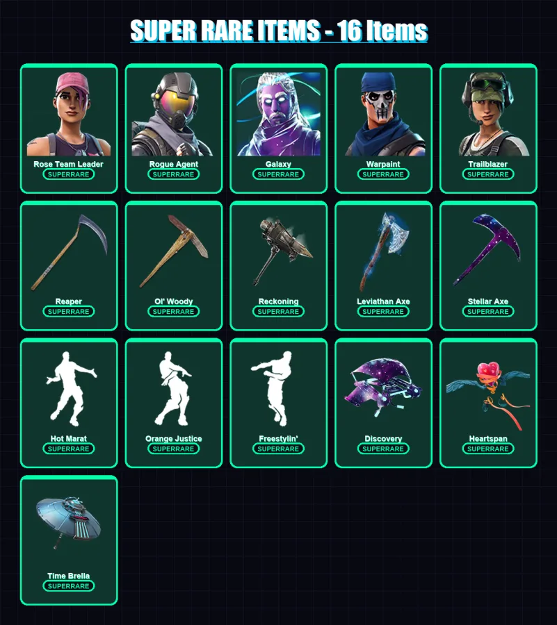 [PC/XBOX/PSN] | Rose Team Leader | Rogue Agent | Galaxy | Warpaint | Trailblazer | 152 skin | 168 pickaxe | 114 emote | 140 glider | Lv1895 — Fortnite account