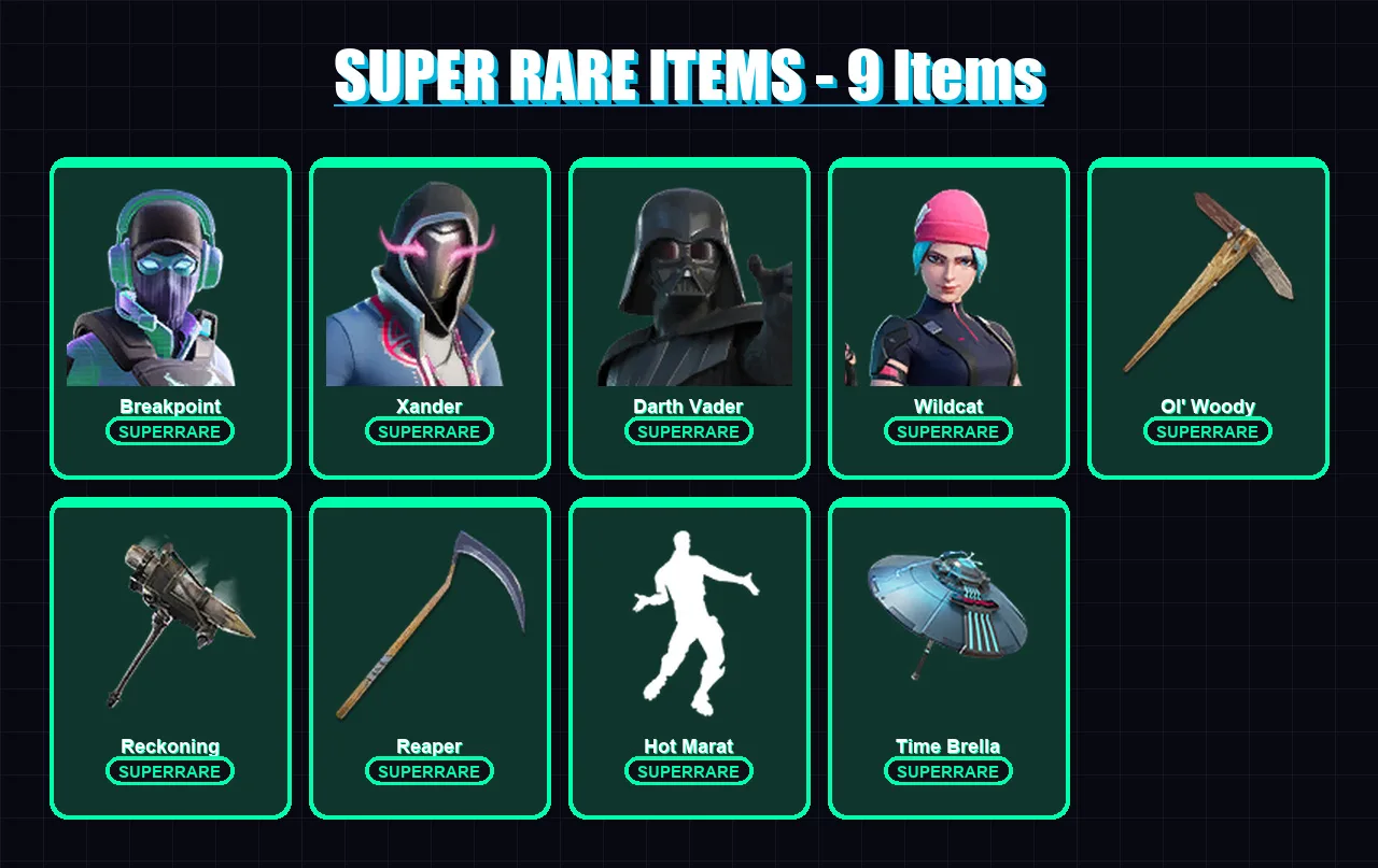 [PS4/PS5/XBOX/PC] | Breakpoint | Xander | Darth Vader | Wildcat | Blackheart | 221 skin | 268 pickaxe | 182 emote | 191 glider | Lv2877