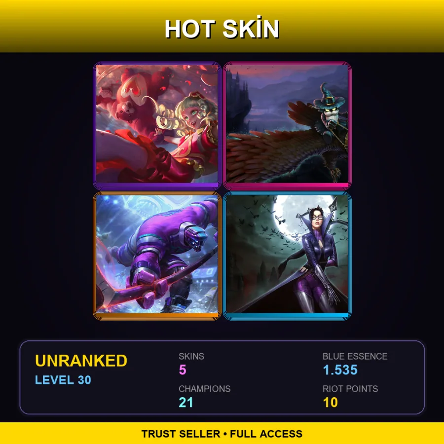 LAN | Lv30 | Unranked | 5 Skin | 21 Champ
