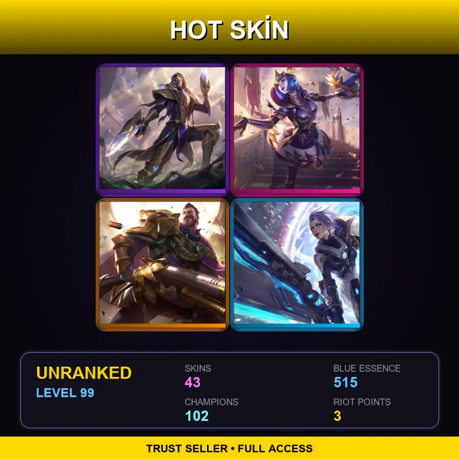 TR | Lv99 | Unranked | 43 Skin | 102 Champ