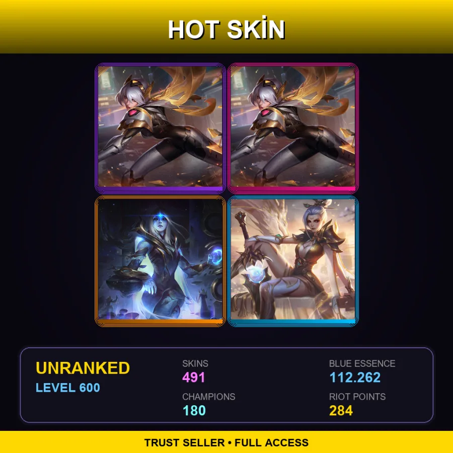 VN | Lv600 | Unranked | 491 Skin | 180 Champ with Gnar