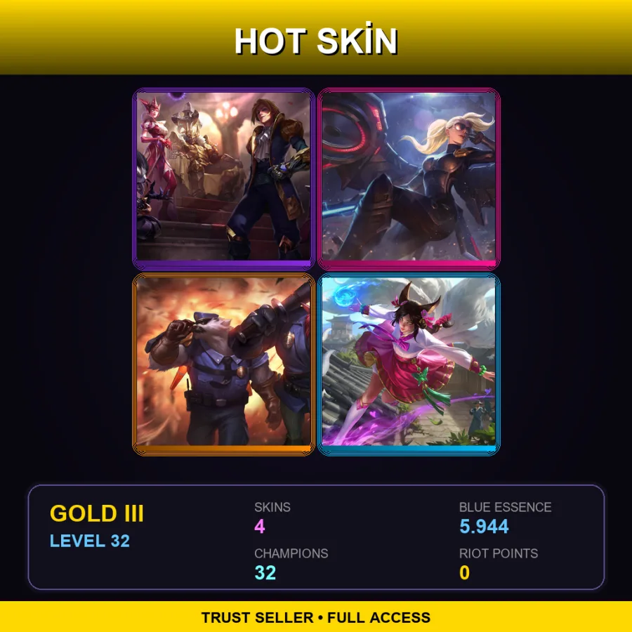 RU | Lv32 | Gold III | 4 Skin | 32 Champ