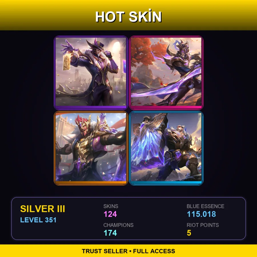 EUW | Lv351 | Silver III | 124 Skin | 174 Champ — LoL account