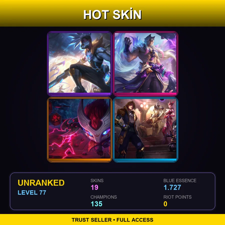 VN | Lv77 | Unranked | 19 Skin | 135 Champ